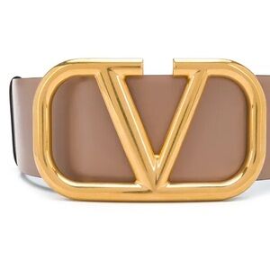 Valentino Garavani Reversible Extra Wide Belt with Gold Logo Buckle